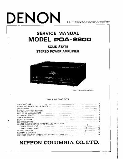 DENON POA2200 Denon stereo power amplifier full service manual(4.3 MB 3 parts)